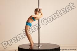 Underwear Gymnastic poses Woman White Moving poses Slim long blond Dynamic poses Academic